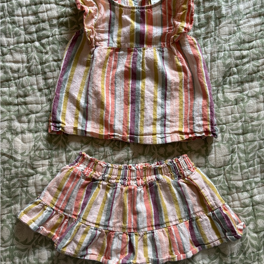 Striped Toddler Top and Skirt Set